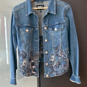 Blue Embroidered Denim Jacket